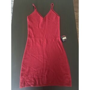 Sisley Italy red Midi Maxi Sweater Dress medium Wool Sleeveless V Neck Stretch‎